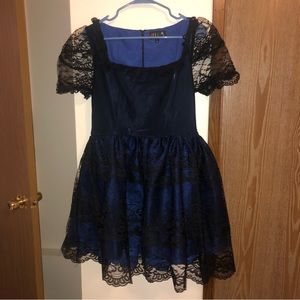 DOLLSKILL BLACK BLUE LACE DRESS SIZE XL